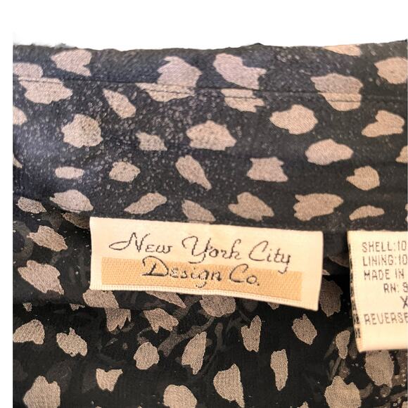 Vintage Silk Womens Blouse Animal Print Black Size M/L Fall - Picture 7 of 8